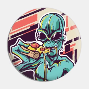 Alien Eating Pizza Pin