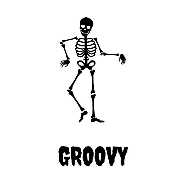 Groovy, dancing skeleton, funny halloween sticker by Rady