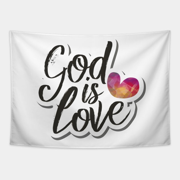 God is Love, Christian Quote Tapestry by GiftedFaith