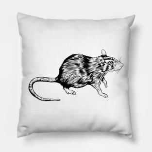 Line drawing - rat Pillow