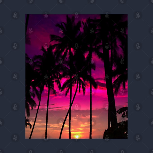 Palm Tree Sunset Horizon Digital Painting by Glenn Landas Digital Art