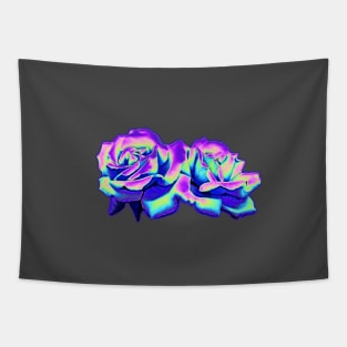 Dark Holographic Roses Tapestry