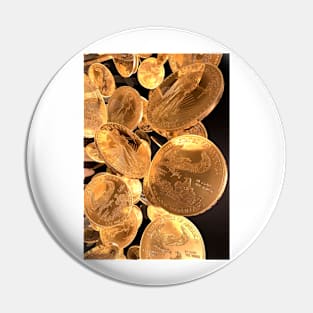 Gold coins, computer artwork (T362/0454) Pin