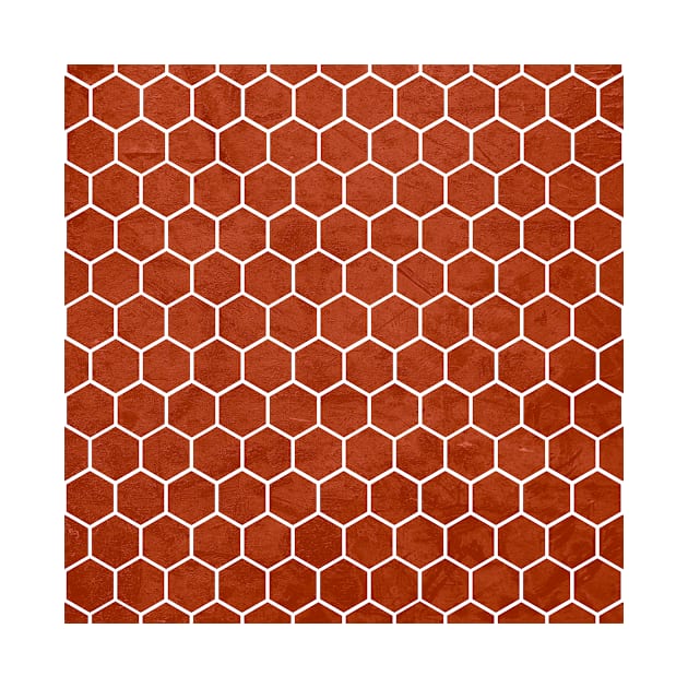 Hexagonal Textured Pattern Rustic Barn Red by Jared S Davies