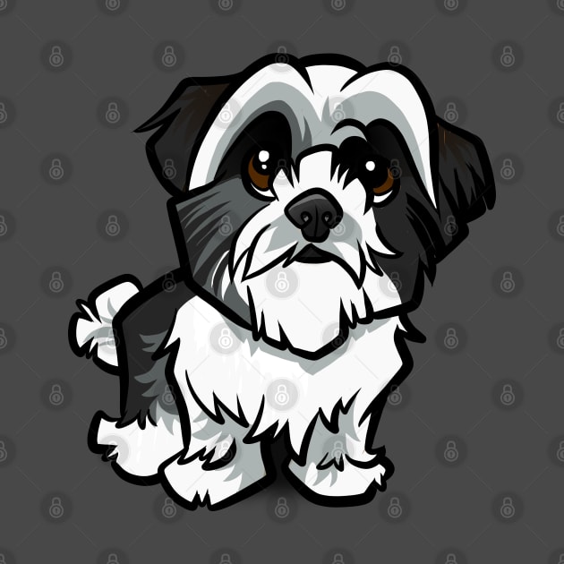 Shih Tzu - Black and White by binarygod