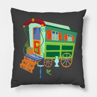 Happy Caravan green Pillow