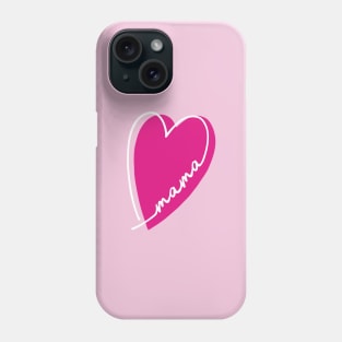 pink heart mama design line art heart letters mothers day gift for moms Phone Case