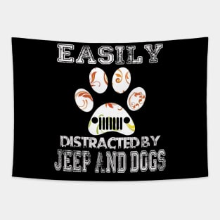 Easily Distracted Jeeps And Dogs Funny Jeep Men/Women/Kid Jeeps Tapestry