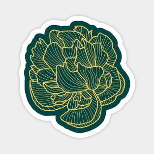 Peony line-art yellow Magnet