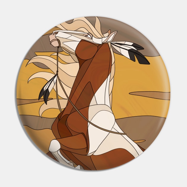 Spirit Stallion of the Cimarron Rain Stained Glass Pin by Tuihoof