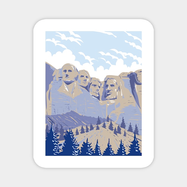 Mount Rushmore National Memorial Shrine of Democracy South Dakota USA WPA Art Poster Magnet by patrimonio