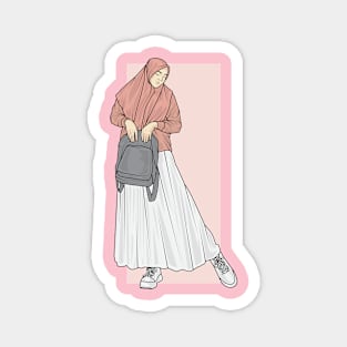 Hijab Gilr In white Skirt Magnet