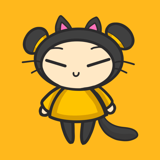 Yellow Black Cat Pucca by aishiiart