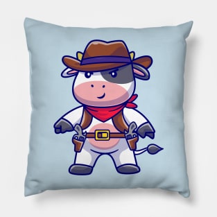 Cute Cow Cowboy Cartoon Pillow