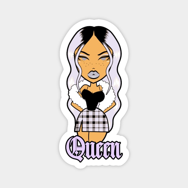 Queen Doll girl Light Purple v3 Magnet by Just In Tee Shirts