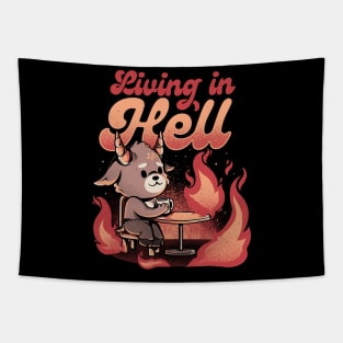 Living In Hell - Creepy Cute Evil Baphomet Gift Tapestry