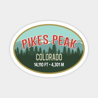 Pikes Peak Colorado Retro Mountain Oval Magnet