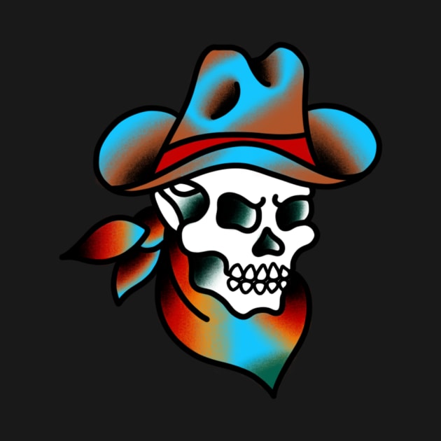 Trippy Cowboy Skull by InkedEagle