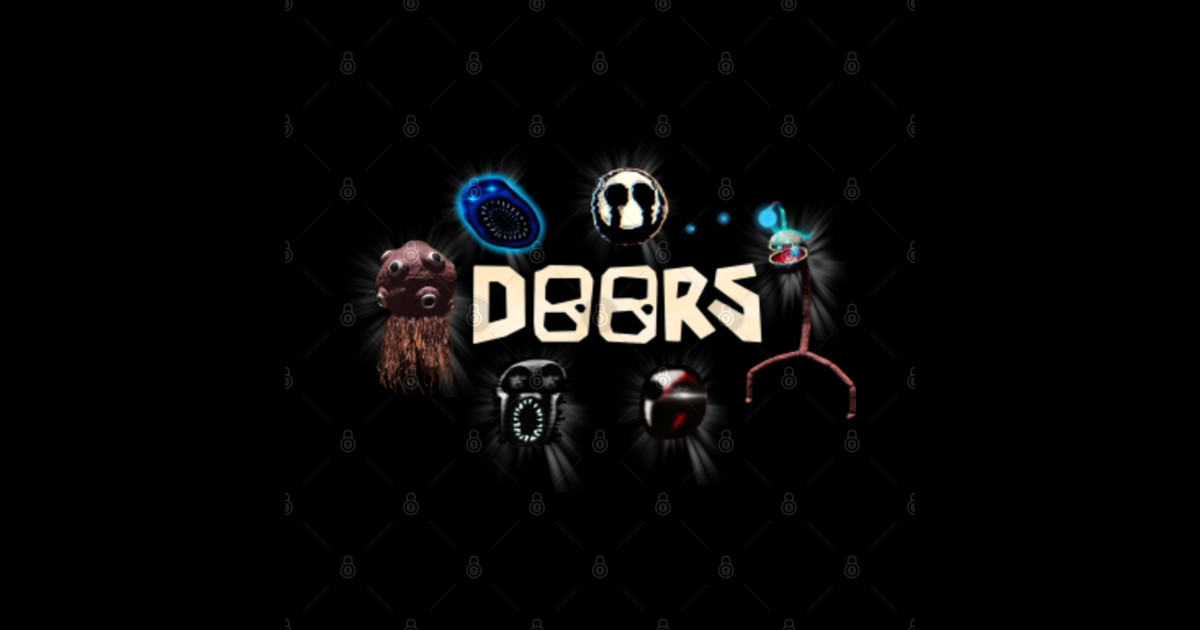 Doors Roblox, logo with the new entities/monsters, Doors Roblox Pin
