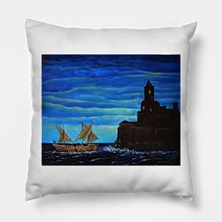 Oil Painting - The Legend of the Ship with the Golden Oars Pillow