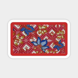 Paisley BATIK Red Flowers Magnet