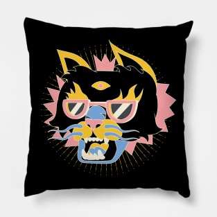 Cool Cat with Sunglasses, Third Eye, and Crown Pillow