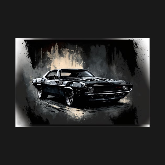 Revved Up: Black Muscle Car 1 of 4 by PixelProphets