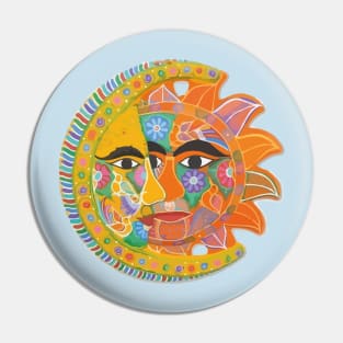 Colorful mexican flowers sun and moon eclipse handmade maximalist pottery Pin