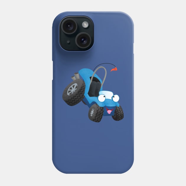 Cute happy blue dune buggy cartoon Phone Case by FrogFactory