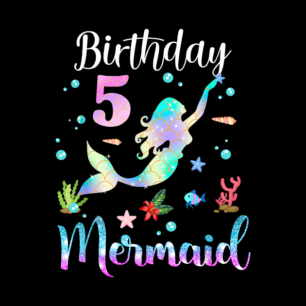 5 Years Old Birthday Mermaid Happy 5th Birthday by Vintage White Rose Bouquets