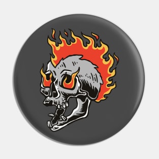 skull with flaming punk hair Pin