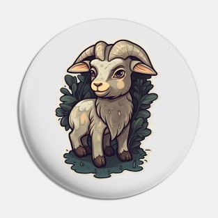 Cute Goat Sticker Design Pin