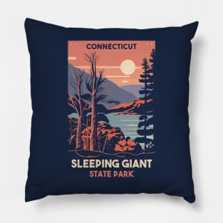 A Vintage Travel Art of the Sleeping Giant State Park - Connecticut - US Pillow