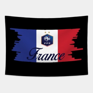 France Flag with Logo Tapestry