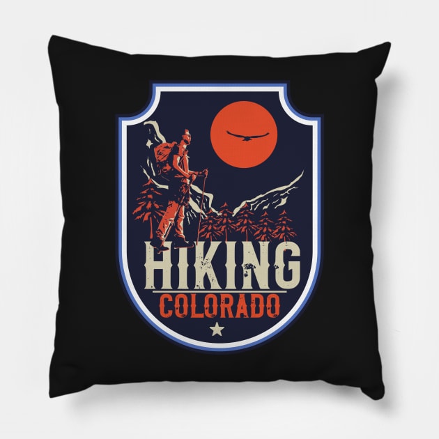 Hiking adventure wild retro exploring Colorado Pillow by HomeCoquette