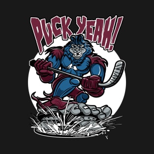 Puck Yeah Bigfoot Hockey Player Mascot T-Shirt