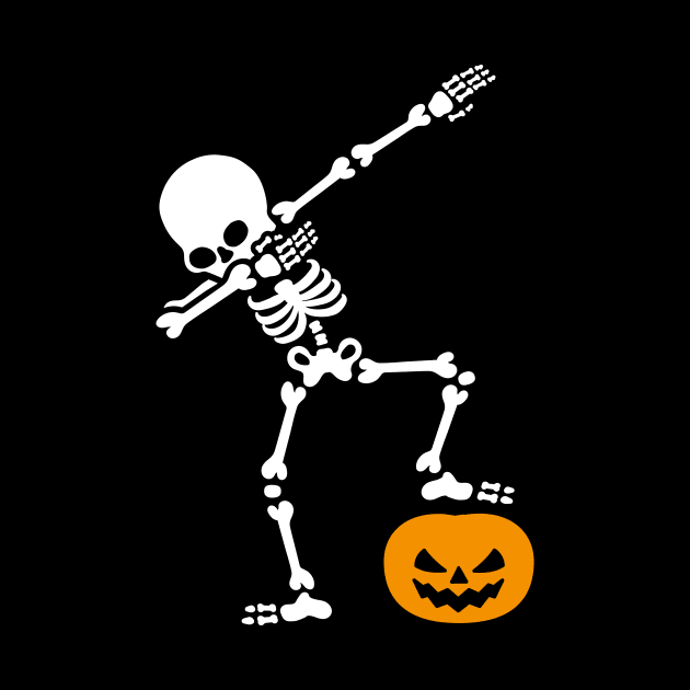 DABBING skeleton DAB pumpkin head Halloween by LaundryFactory