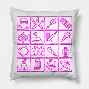 Summer time at the beach in hot pink neon colours. Pillow