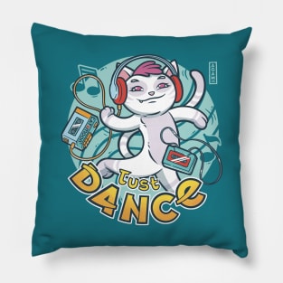 Cute White Cat Just Dance Pillow