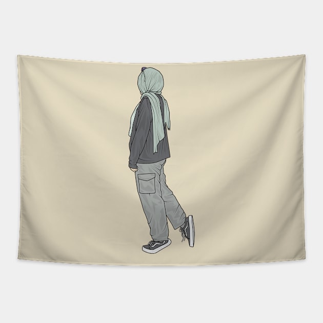 Hijab Mint Tapestry by crissbahari