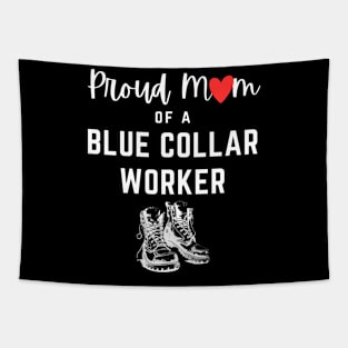 Proud Blue Collar Mom Tapestry