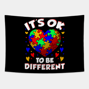 It's OK To Be Different Autism Awareness Heart Tapestry