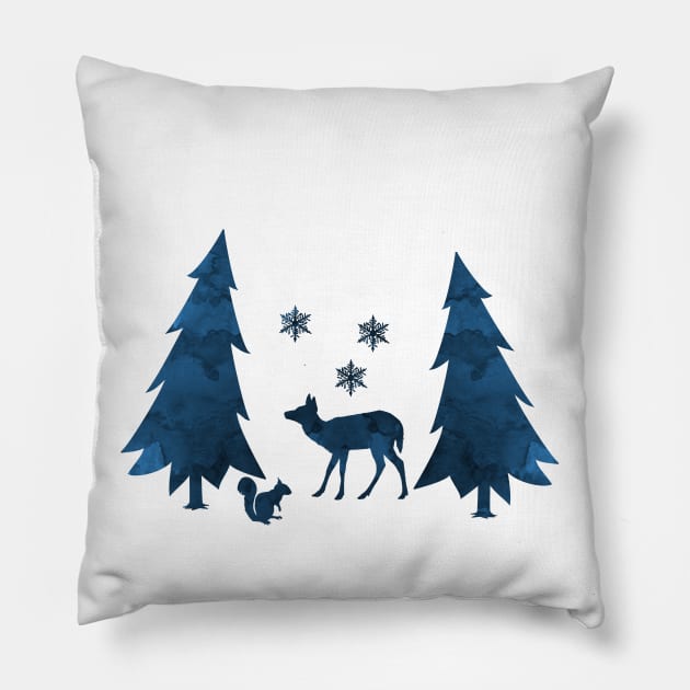 Winter Silhouette Pillow by TheJollyMarten