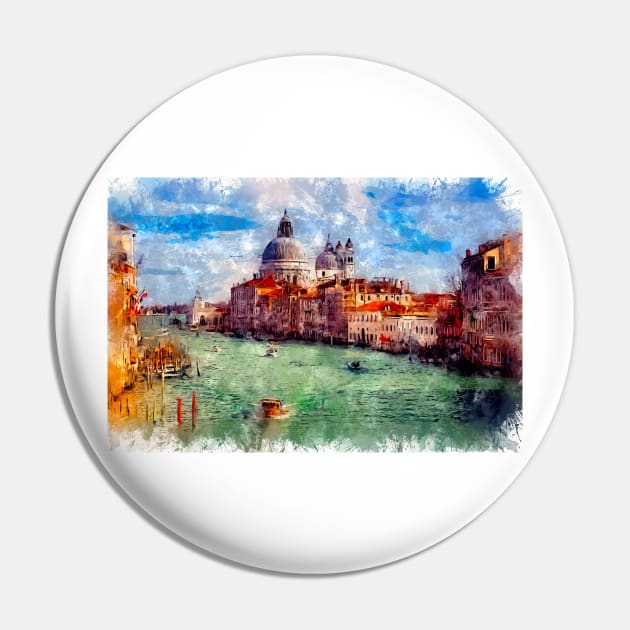 Venice canals / I Love Italy / Watercolor Great Souvenir Pin by Naumovski