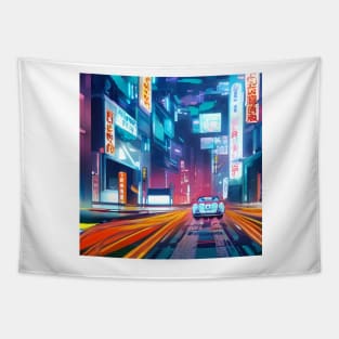 Neo Tokyo Japan - Cyberpunk - Cars in Future Tapestry