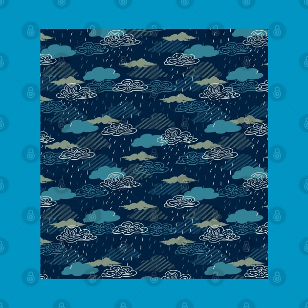 Dark Rainy Day Pattern Design by FlinArt