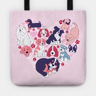 I love dogs! Cute heart shape dogs Tote