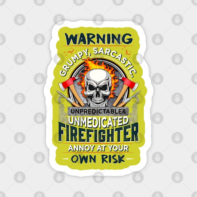 Grumpy Firefighter Magnet by designathome