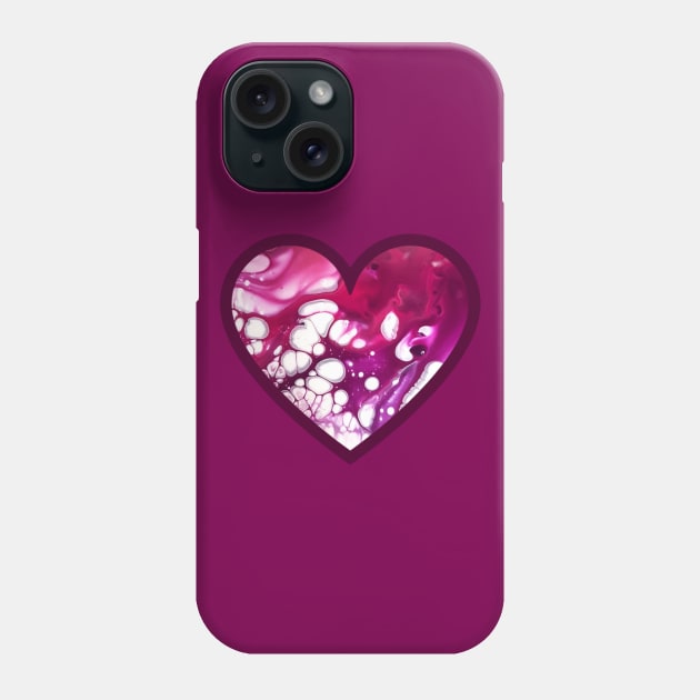 Maroon/Pink Paint Pour Heart Phone Case by Designs_by_KC