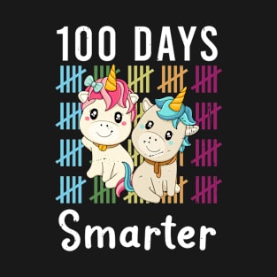 100 Days Smarter Women Girls Unicorn 100th Day of School T-Shirt